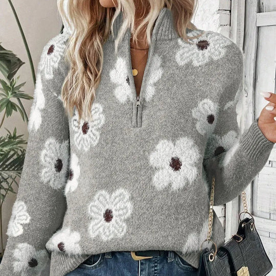 Selaya - Zip Collar Knit Pullover