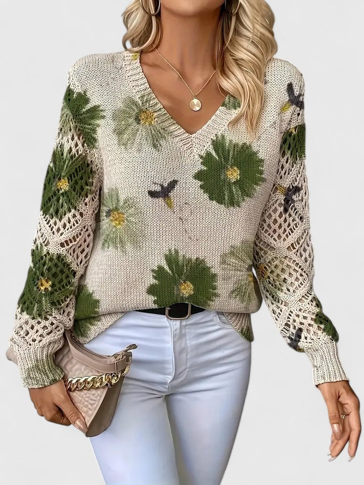 Rivena - V-Neck Fine-Gauge Sweater