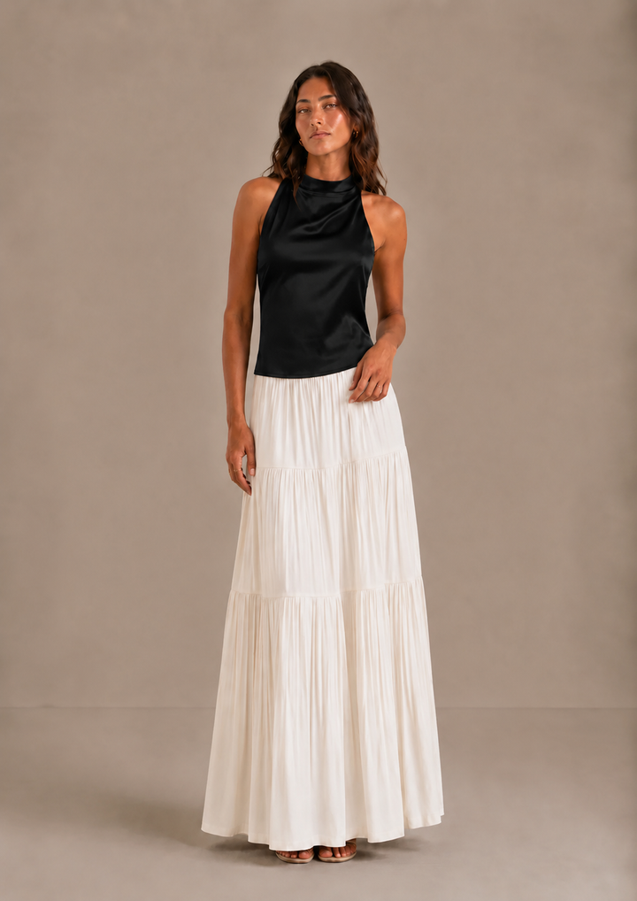 Noreli - Layered Woven Maxi Skirt