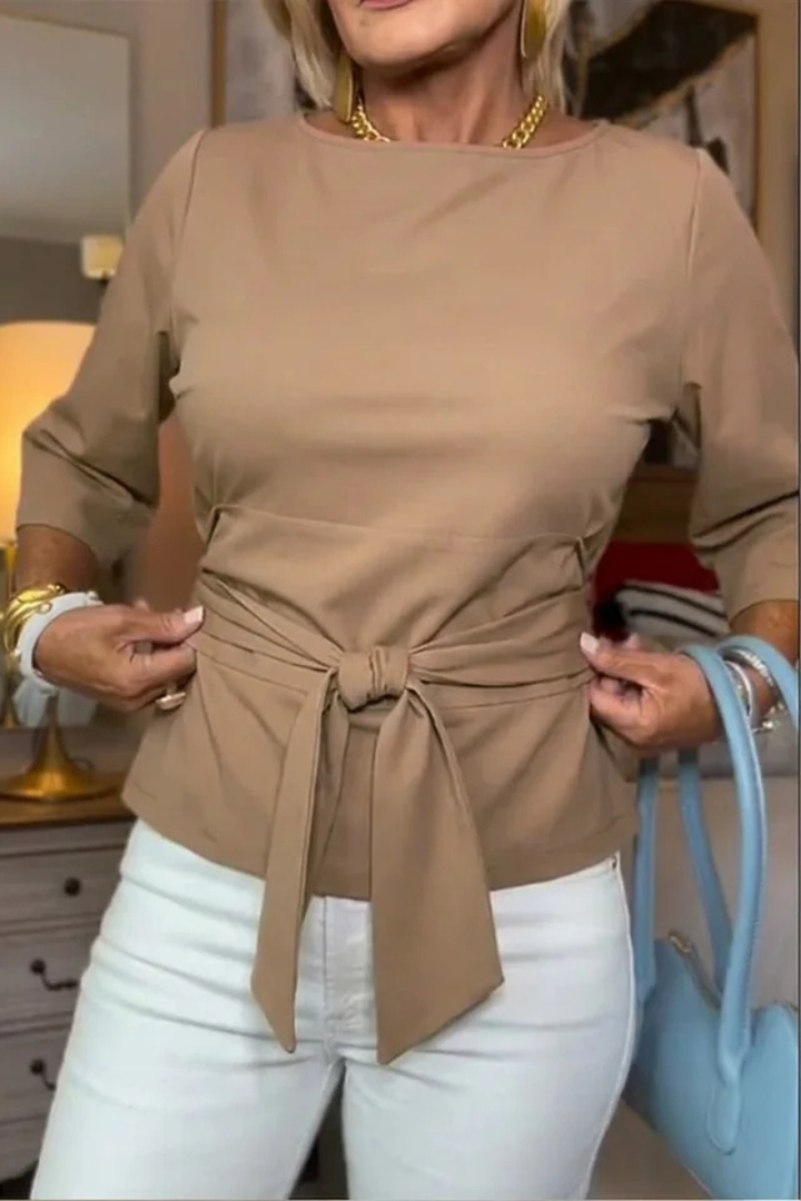 Novira - Bow-Waist Woven Top