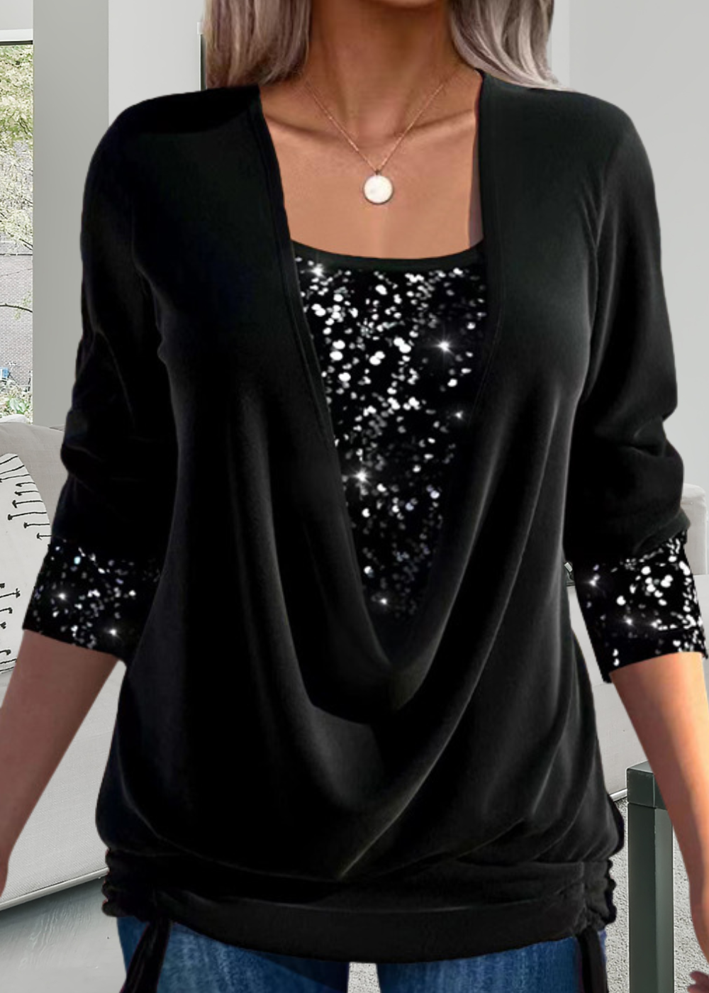 Rivena - Two-Piece Sequin Top Set