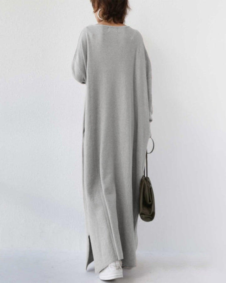 Novira - Deep V-Neck Knit Maxi Dress