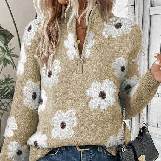 Selaya - Zip Collar Knit Pullover