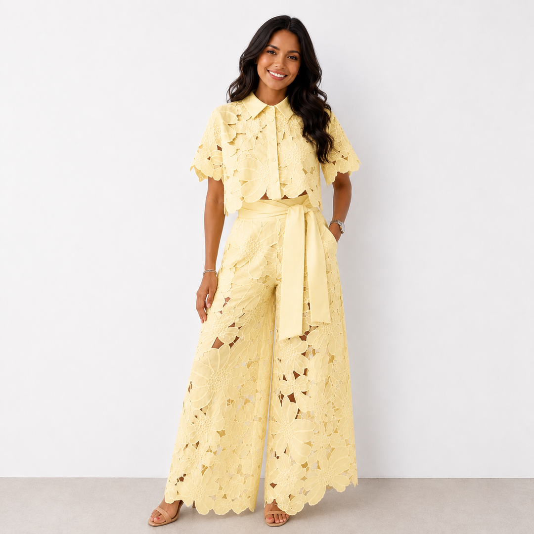 Savira - Embroidered Lace Two-Piece Set