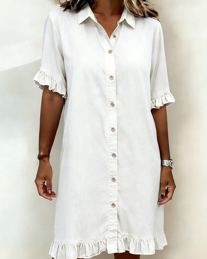 Kiraya - Ruffled Sleeve Denim Dress