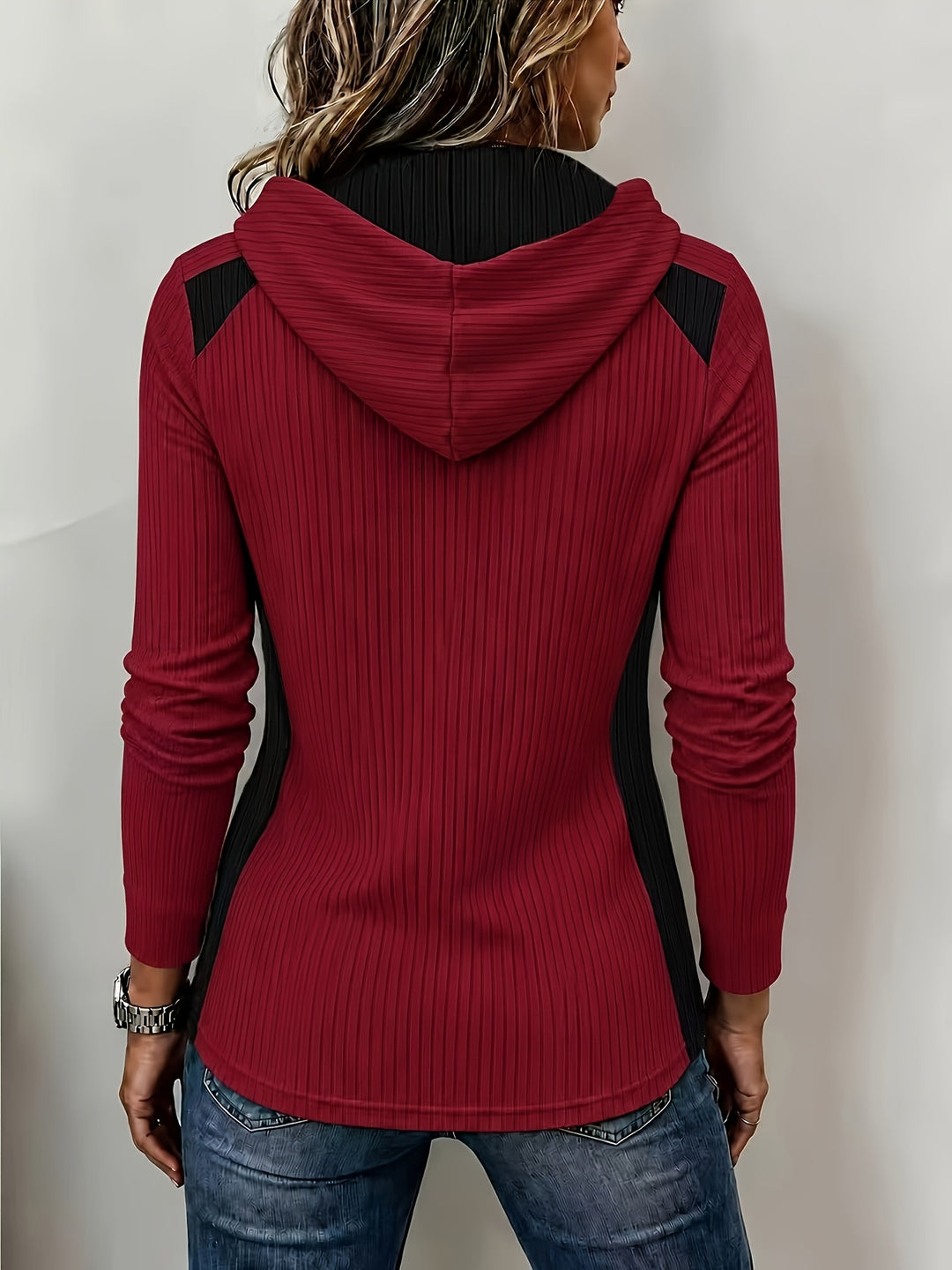 Ceraya - Half-Zip Knit Hooded Sweatshirt