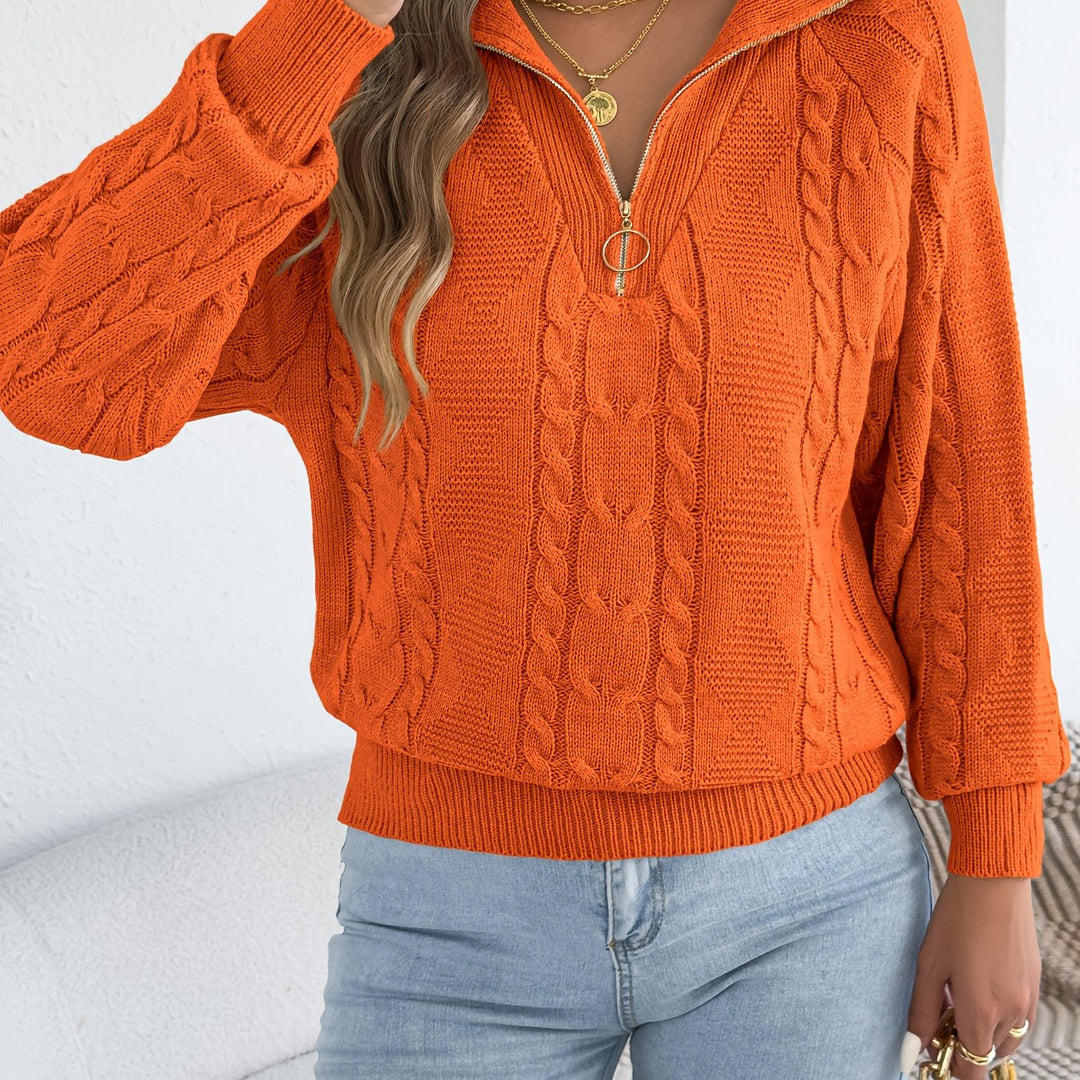 Mevira - Lantern-Sleeve Knit Pullover Sweater