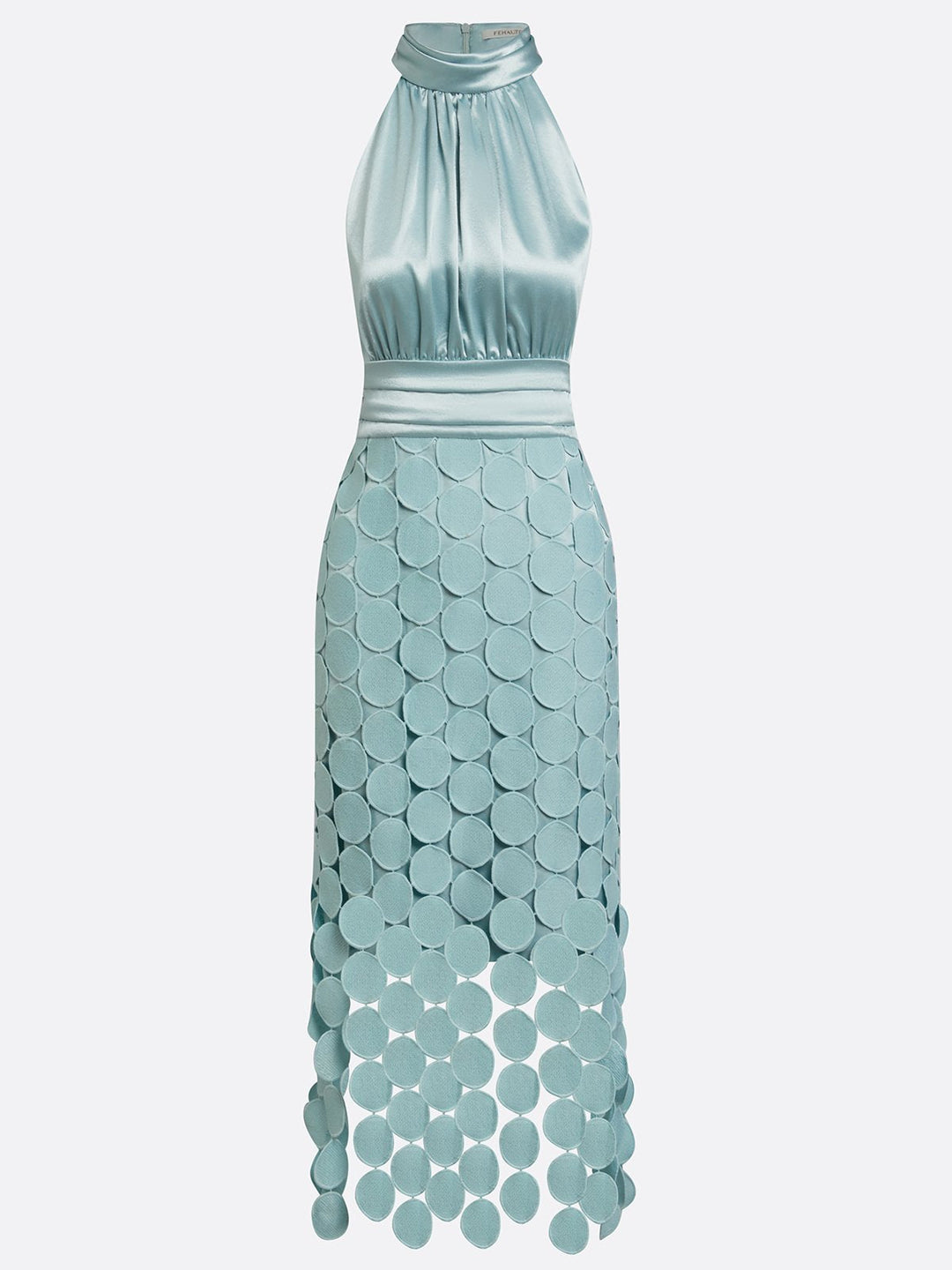 Linara - Circular Appliqué Satin-Finish Midi Dress
