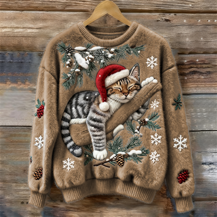Velira - 3D Cat Applique Pile Knit Jumper