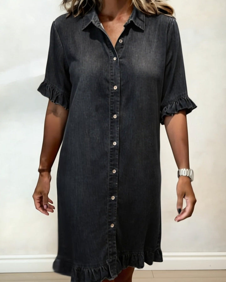 Kiraya - Ruffled Sleeve Denim Dress