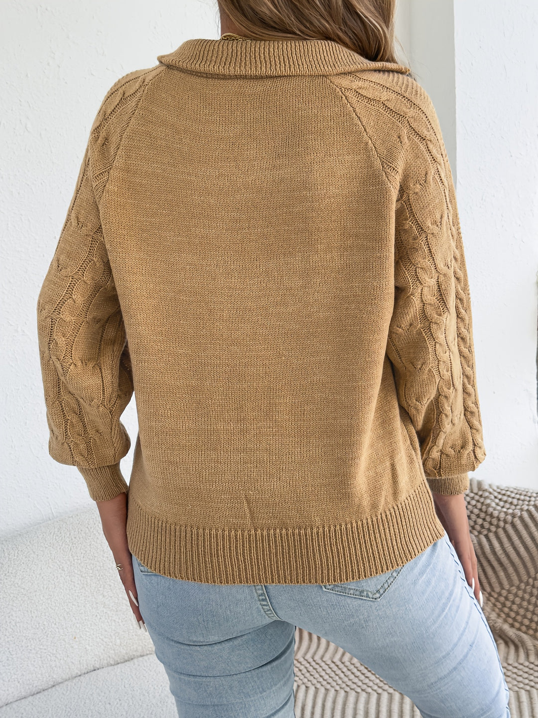 Mevira - Lantern-Sleeve Knit Pullover Sweater
