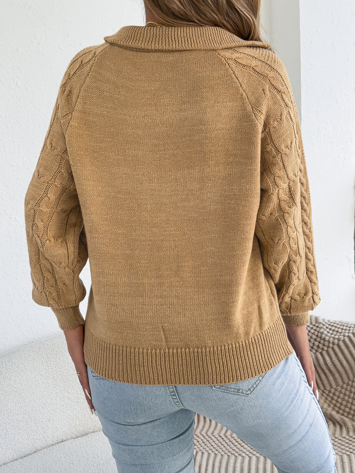 Mevira - Lantern-Sleeve Knit Pullover Sweater