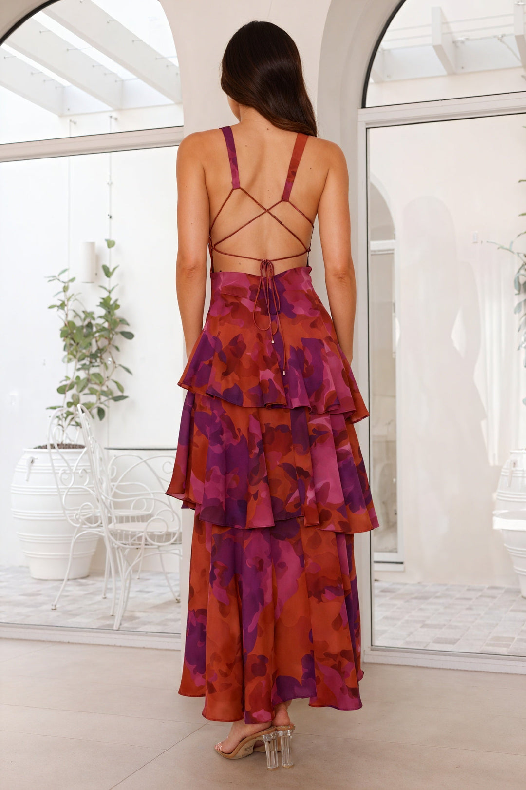 Luniva - V-Neck Floral Print Dress