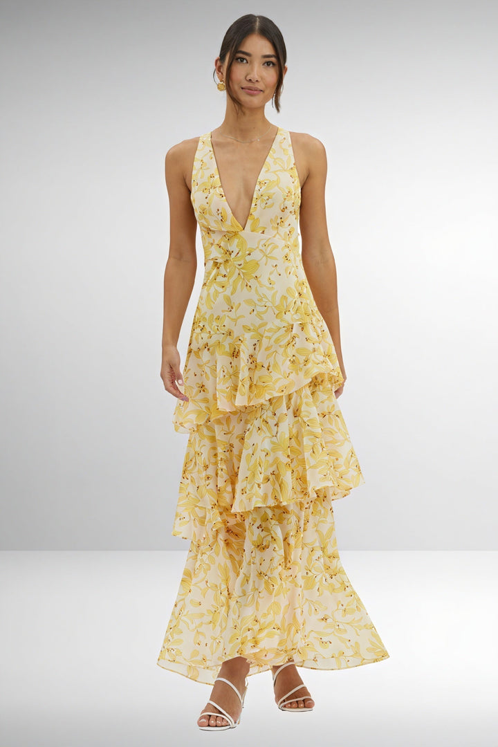 Luniva - V-Neck Floral Print Dress