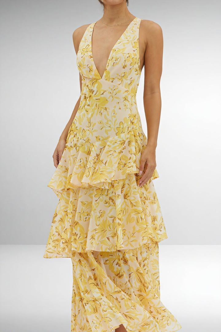 Luniva - V-Neck Floral Print Dress