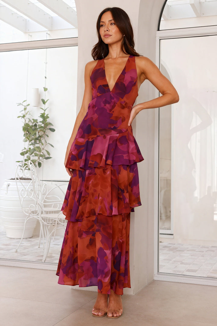 Luniva - V-Neck Floral Print Dress