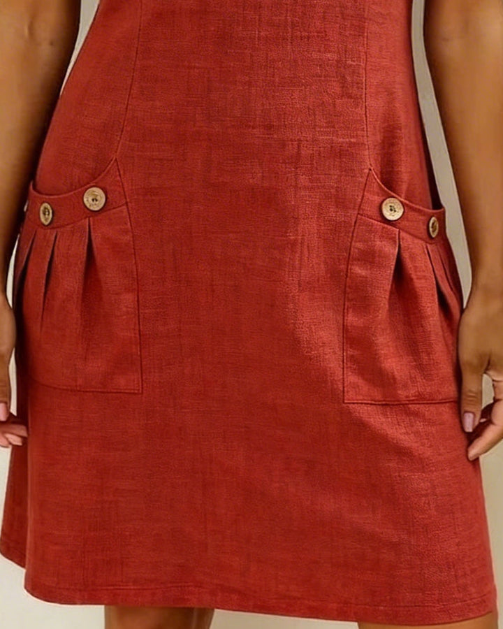Renavi - A-Line Cotton-Linen Dress