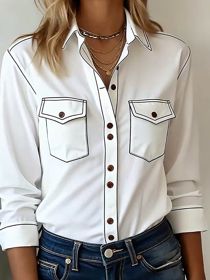 Avenya - Contrast-Stitch Woven Button-Down Shirt