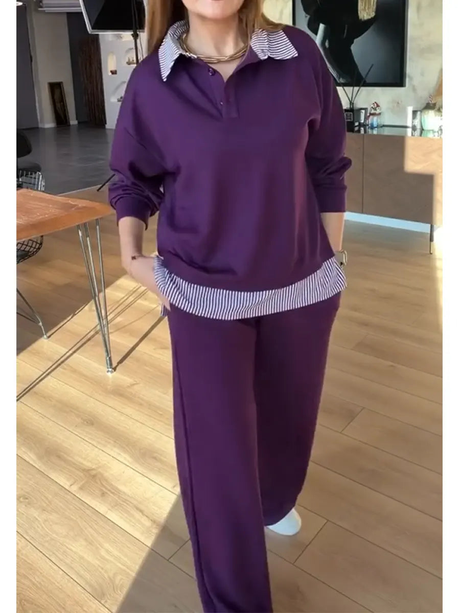 Velani - Patchwork Cotton Sweatshirt And Trousers Set