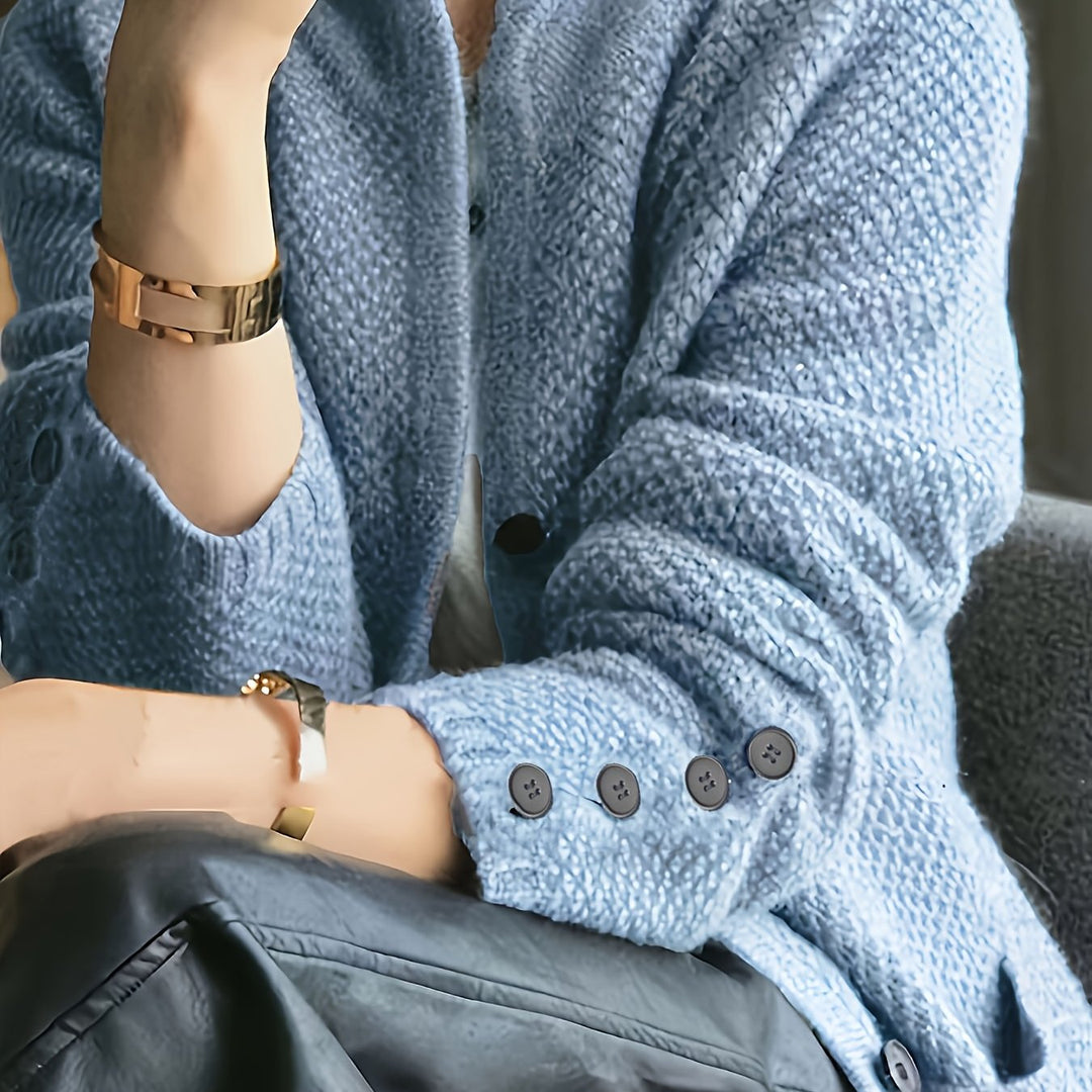Avenya - Stand Collar Knit Sweater Top Coat