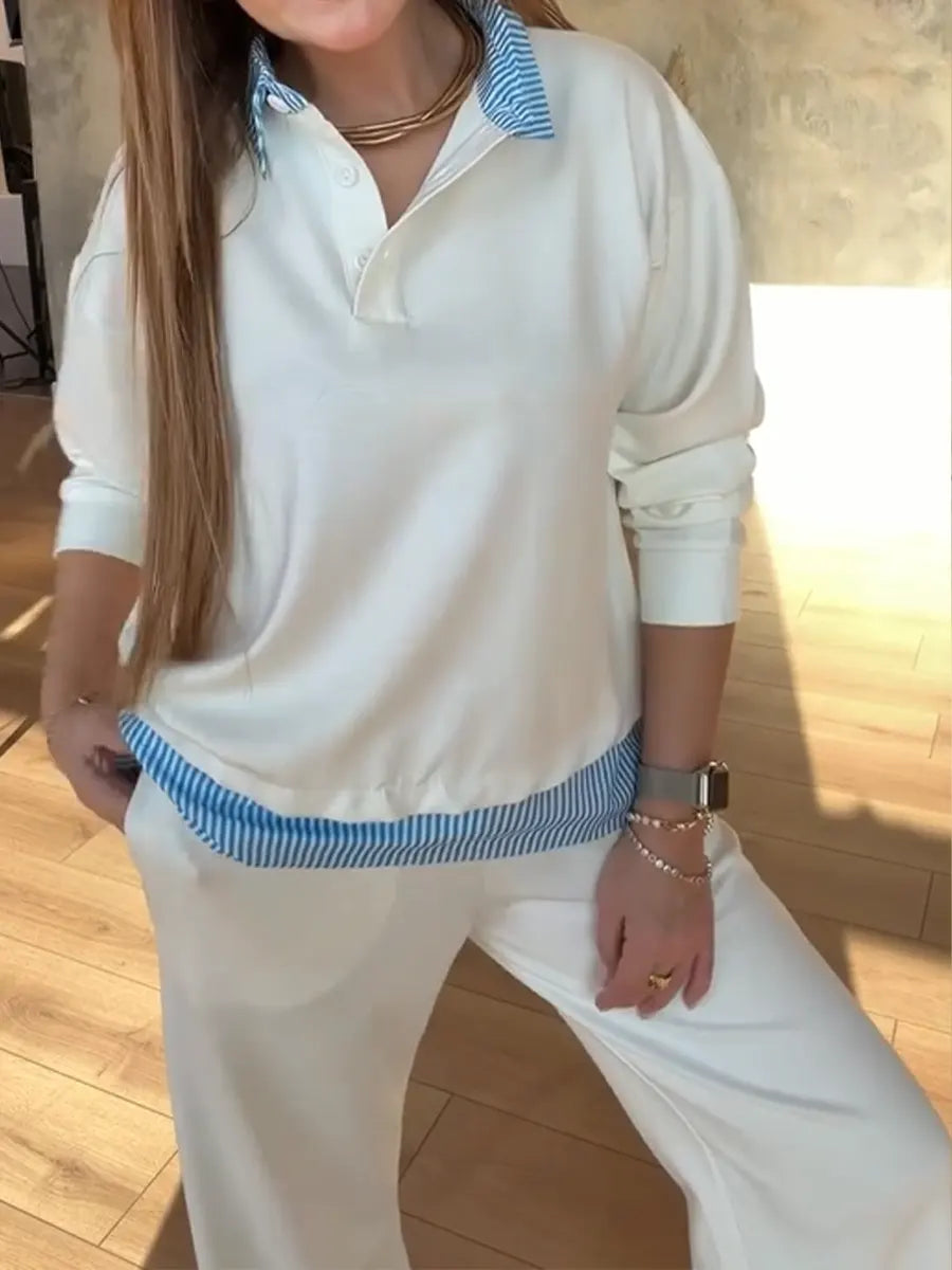 Velani - Patchwork Cotton Sweatshirt And Trousers Set