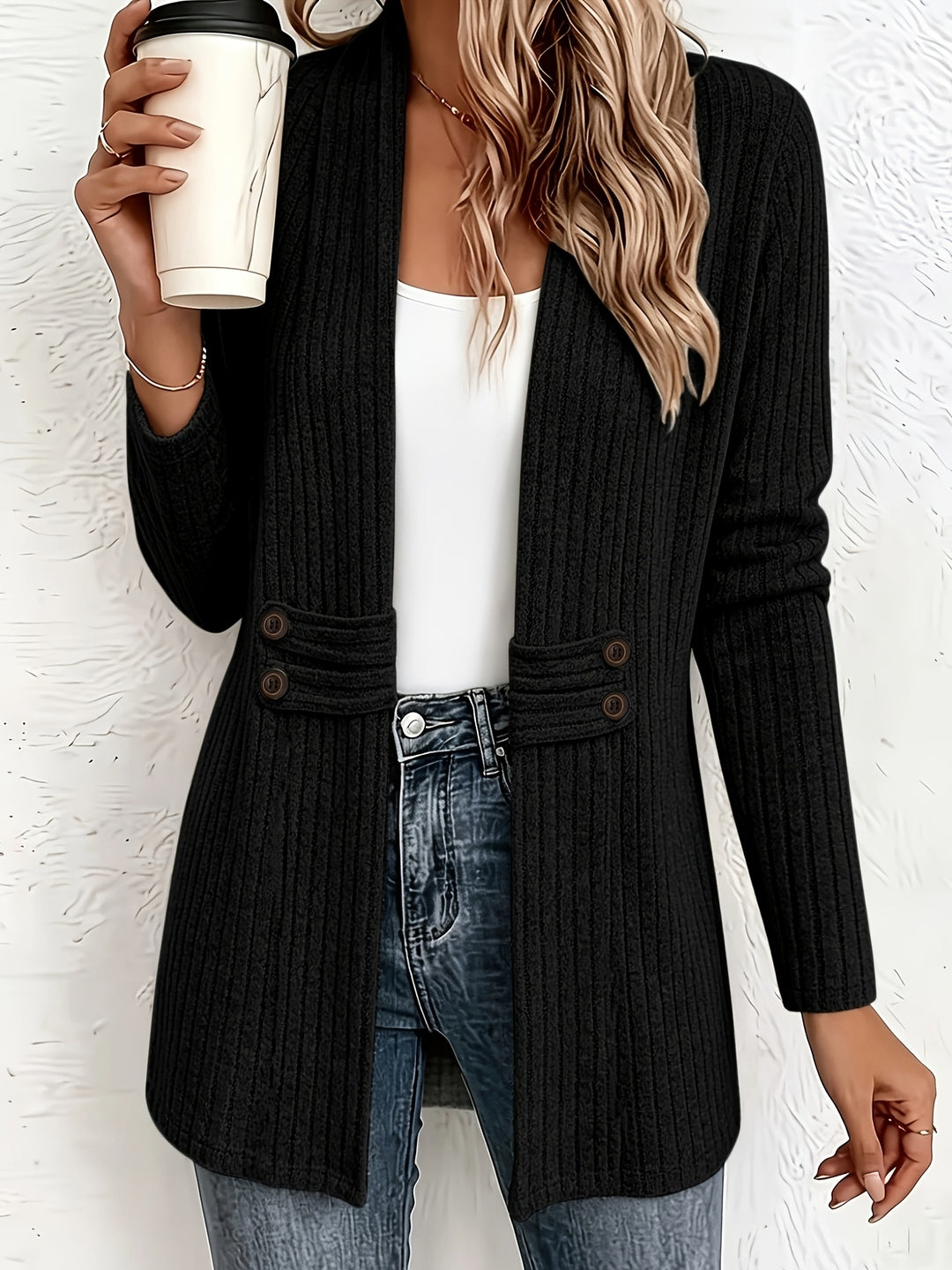 Velira - Double-Breasted Knit Cardigan