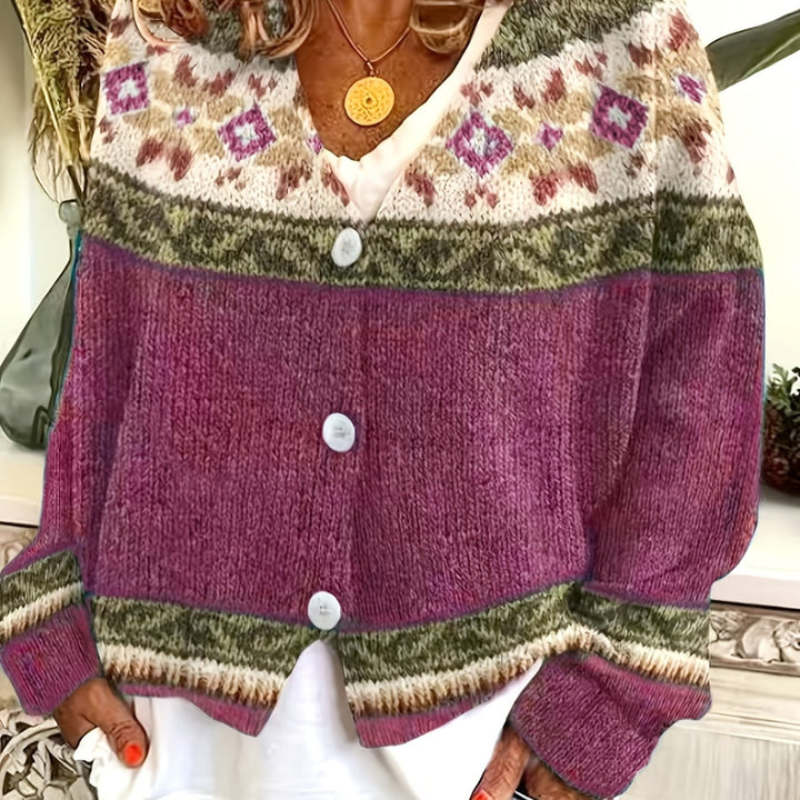 Mireva - Colour-Block Knit Cardigan