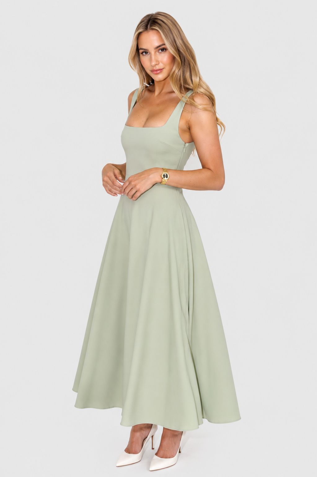 Kelara - Square Neck Woven Dress