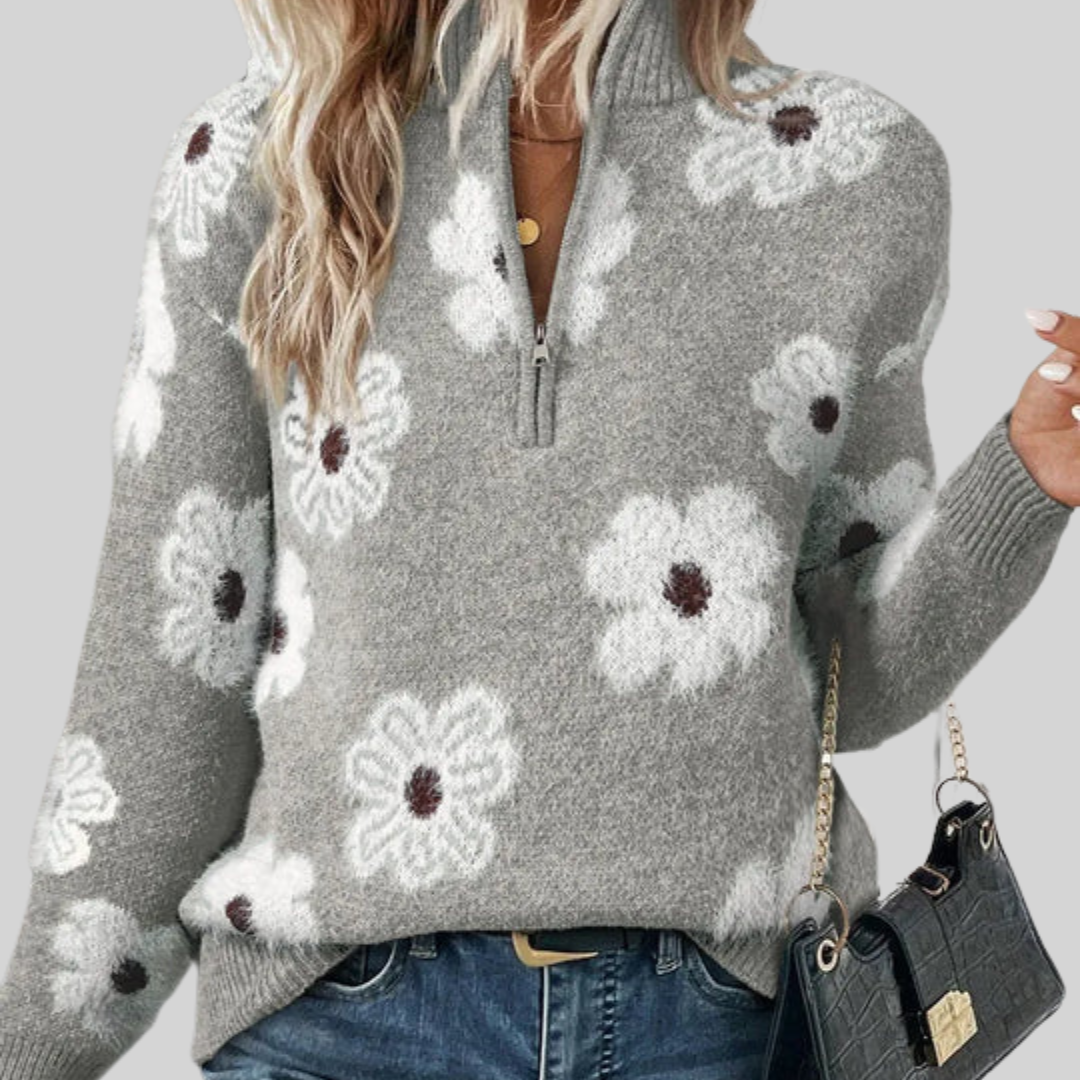 Selaya - Zip Collar Knit Pullover