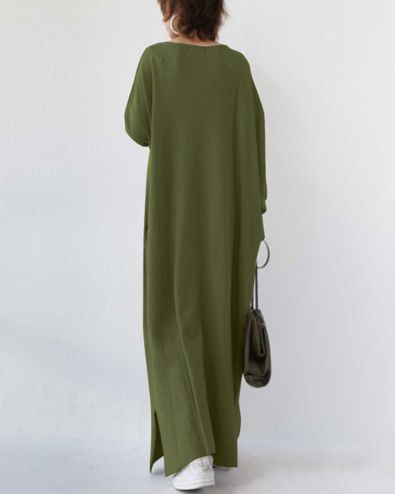 Novira - Deep V-Neck Knit Maxi Dress