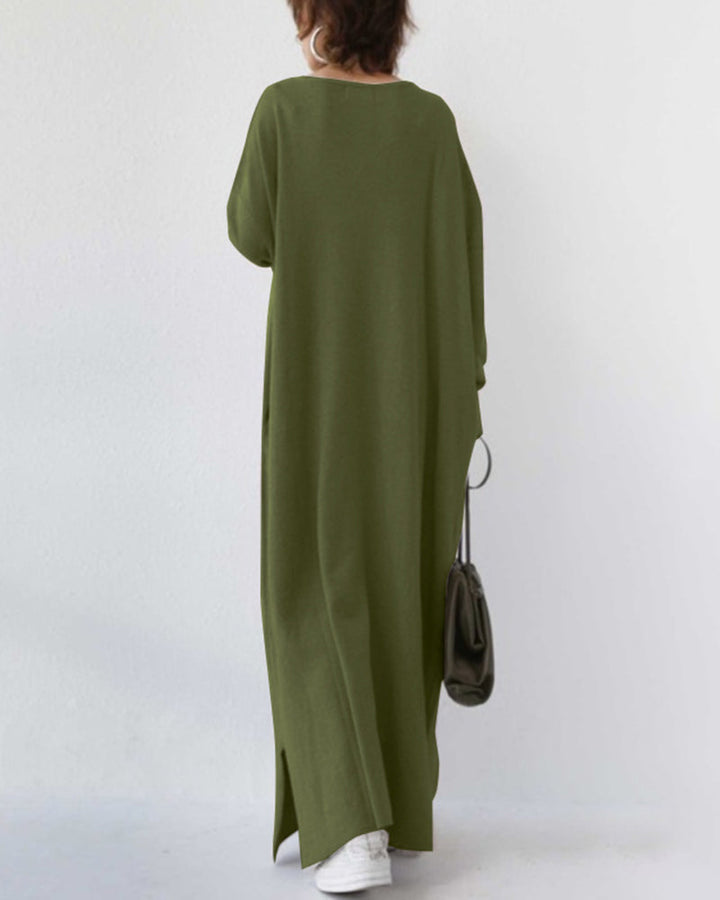 Novira - Deep V-Neck Knit Maxi Dress