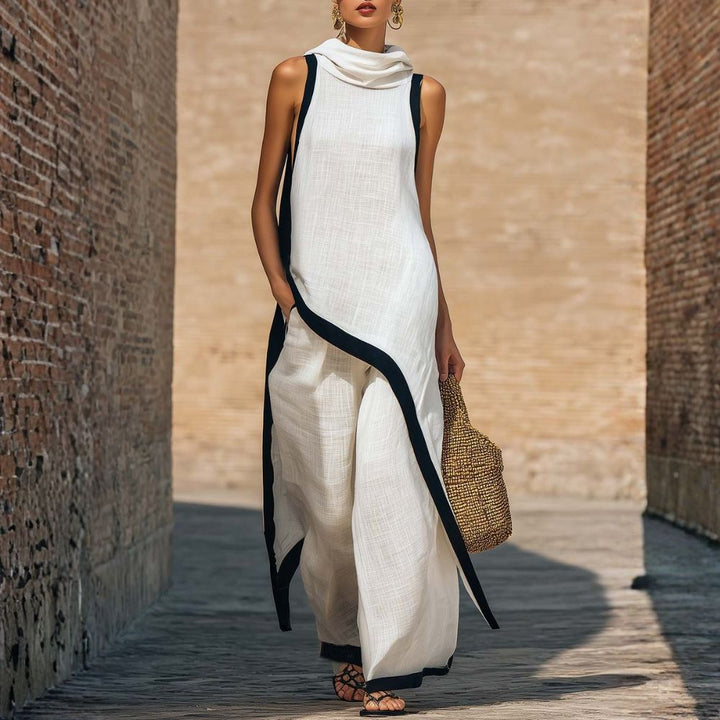 Avylen - Asymmetric Cut Linen-Cotton Set