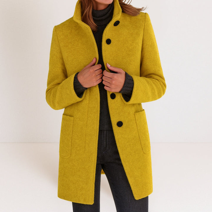 Velora - Stand Collar Wool-Blend Coat