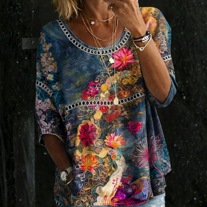 Nivara - Floral Print Denim Shirt