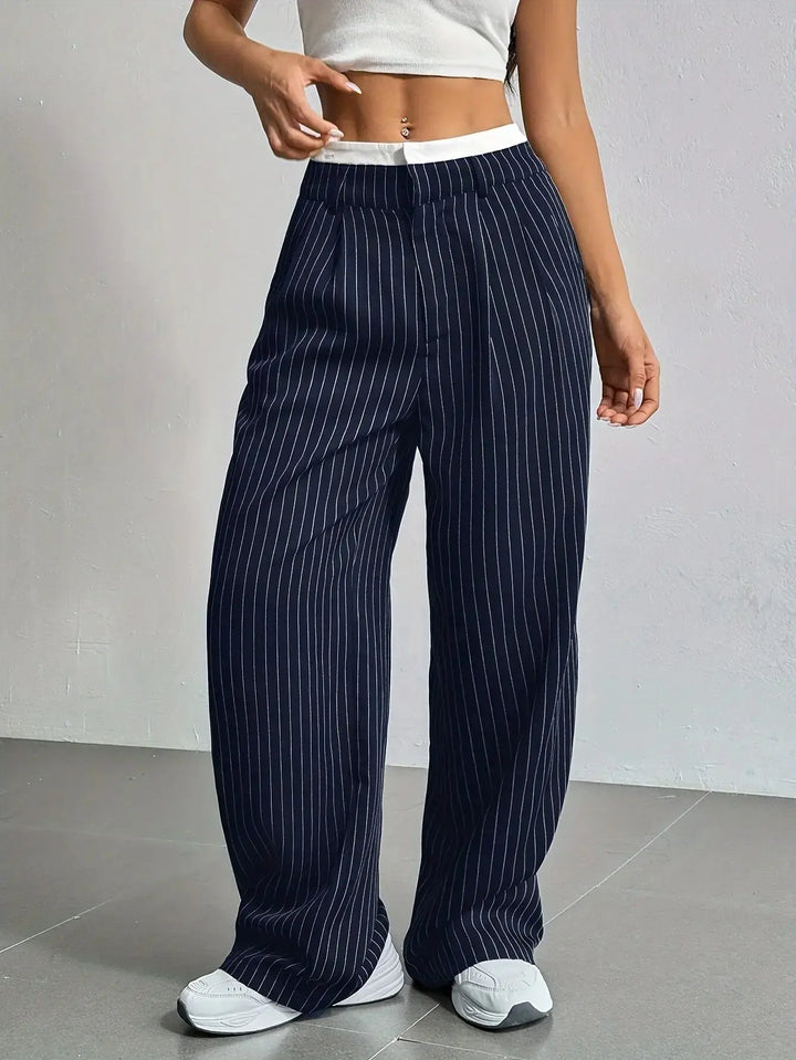 Anevia - High-Waist Pinstripe Trousers