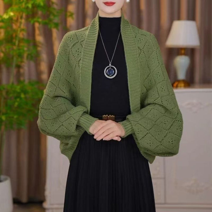 Eryla - Pointelle Knit Shawl Cardigan
