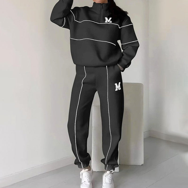 Rilena - Side Stripe Jersey 2-Piece Sweatshirt Set