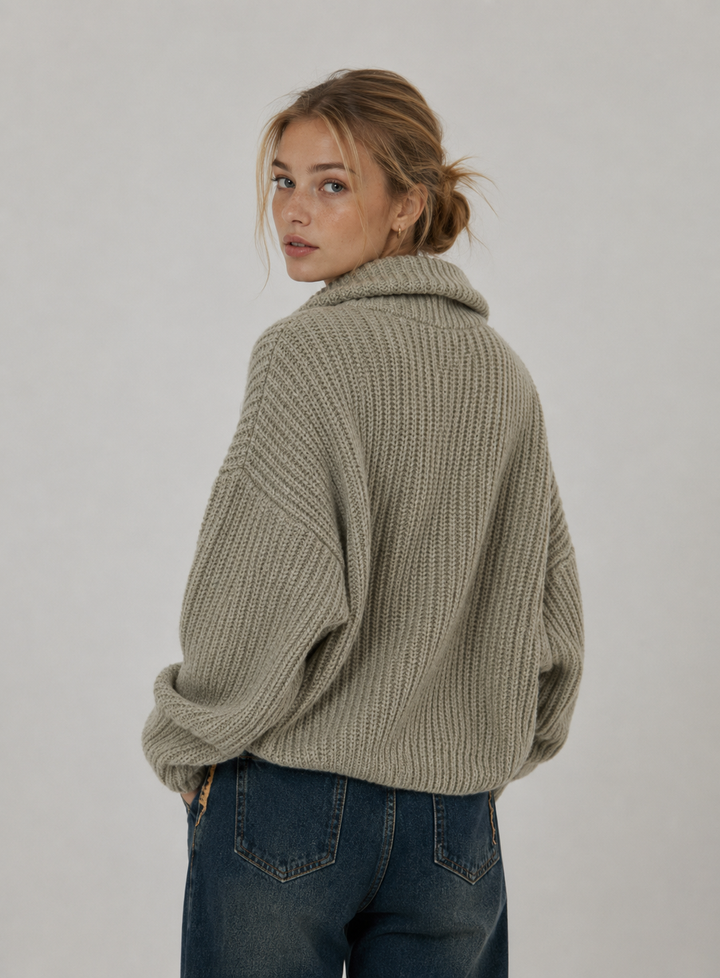 Velira - Zip-Front Cable Knit Cardigan