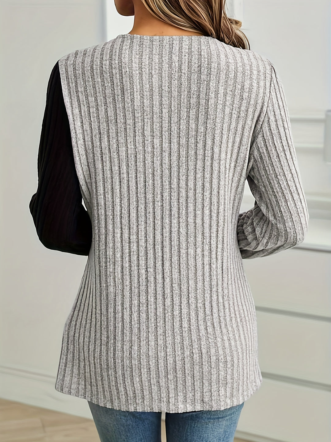 Rilena - Contrast Lace Patchwork Knit Sweater
