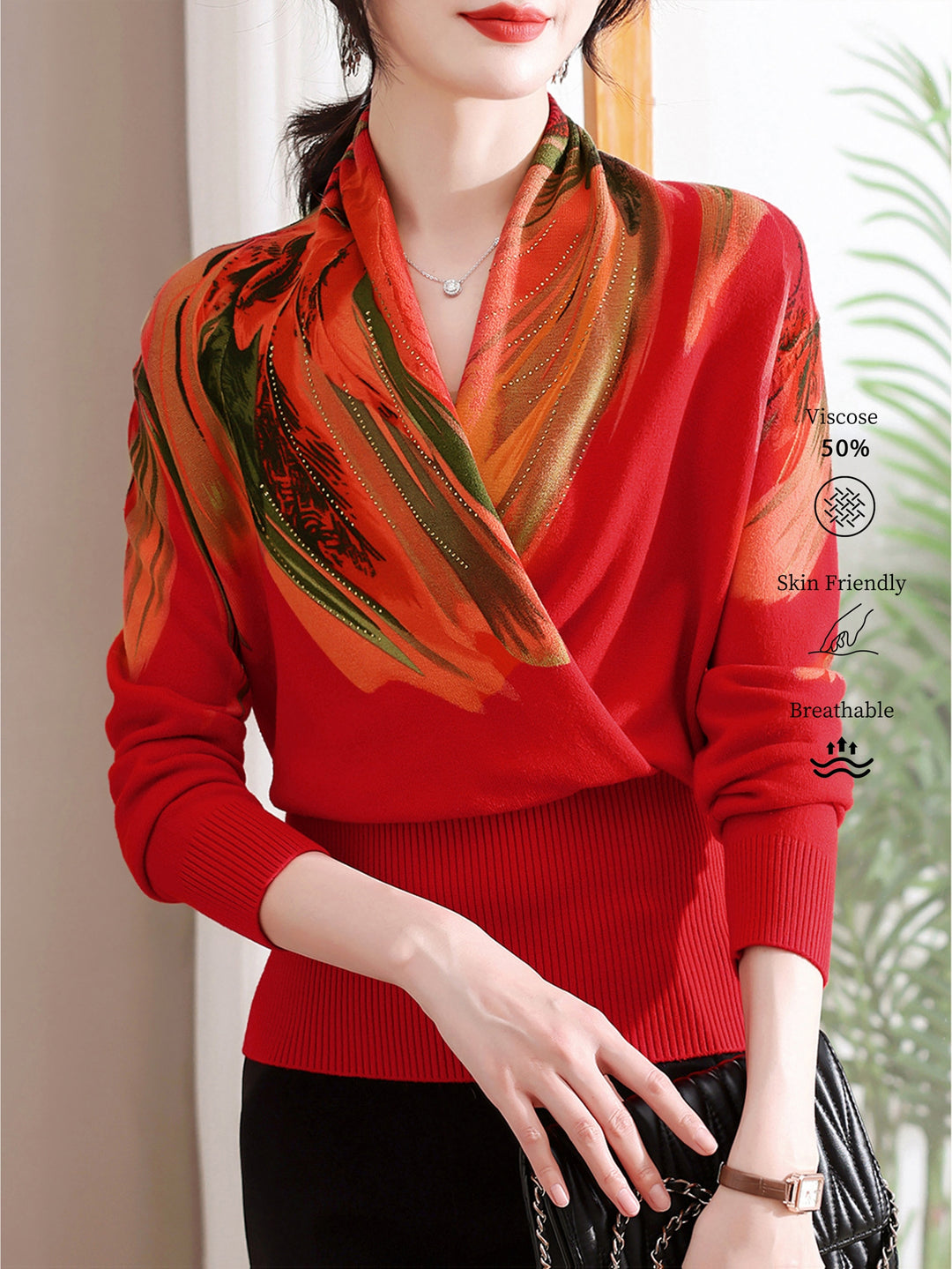 Rilena - Rhinestone Viscose Knit Sweater