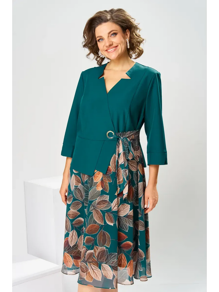 Ilyra - Notch Collar Chiffon Dress
