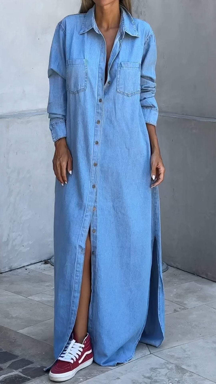 Zarelle - Flap Pocket Denim Dress