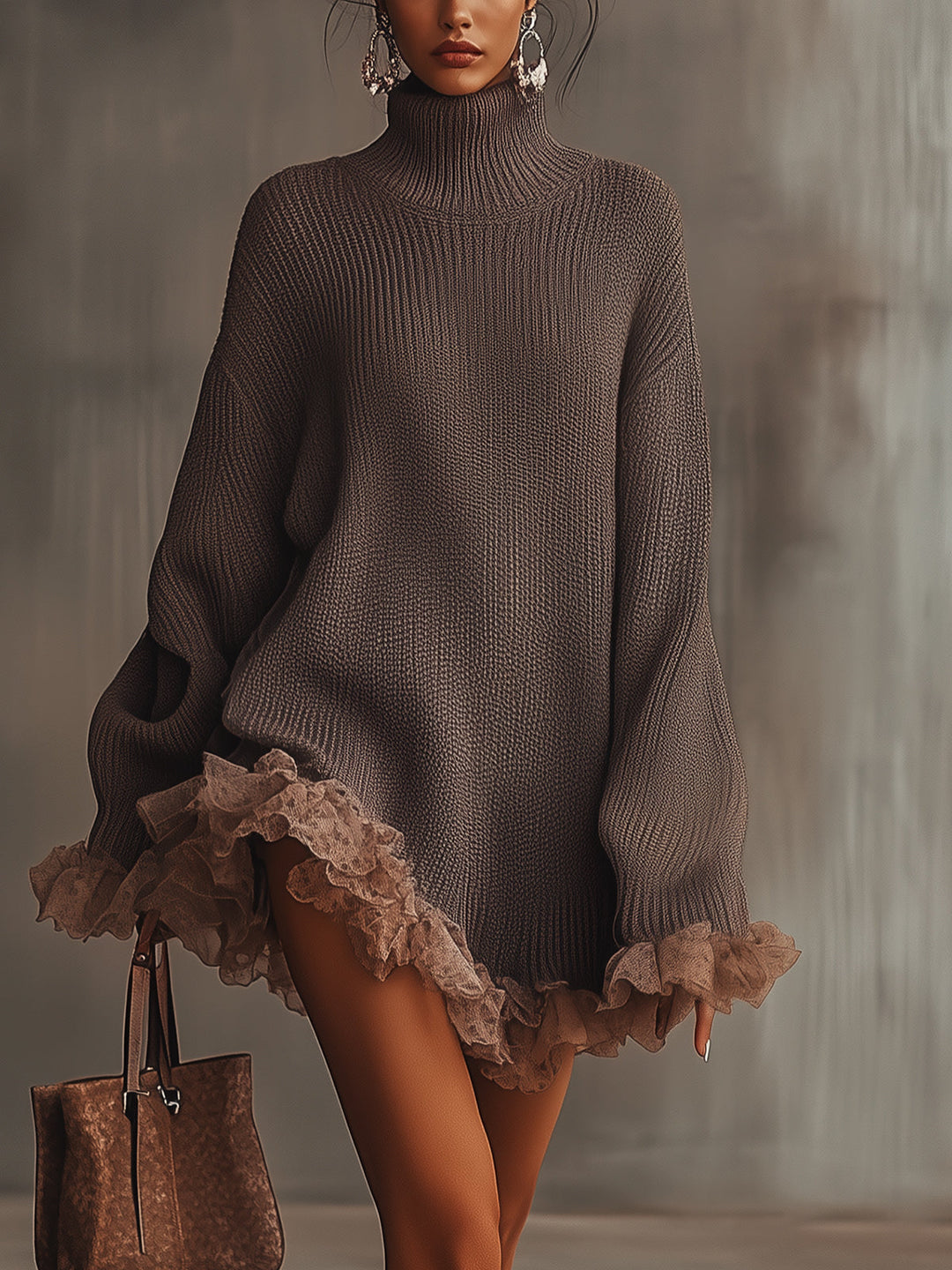 Rivana - Ruffled Hem Knit Dress