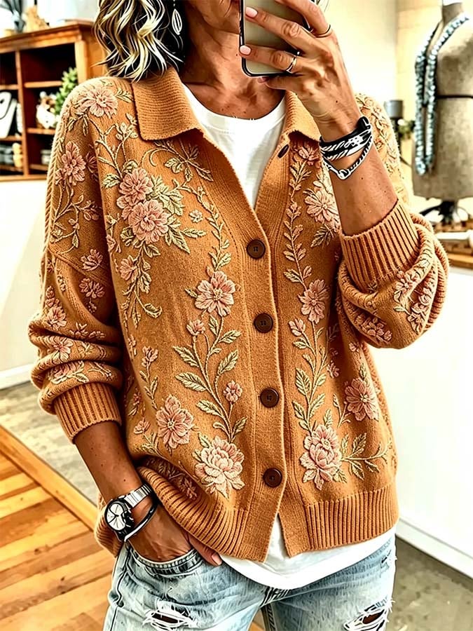 Avyra - Printed Knit Cardigan