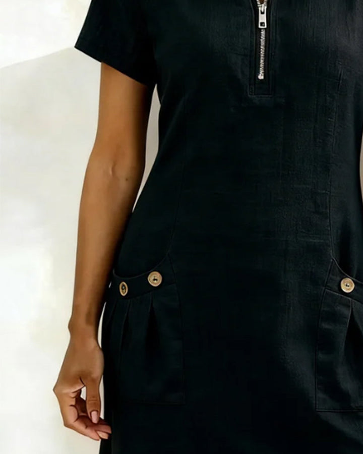 Renavi - A-Line Cotton-Linen Dress