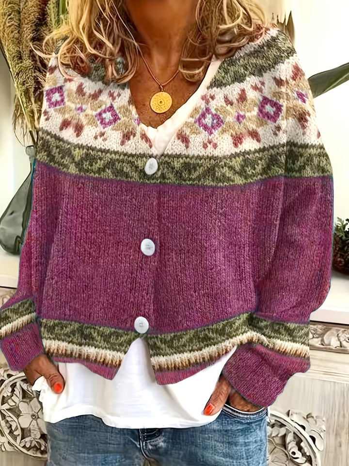 Mireva - Colour-Block Knit Cardigan