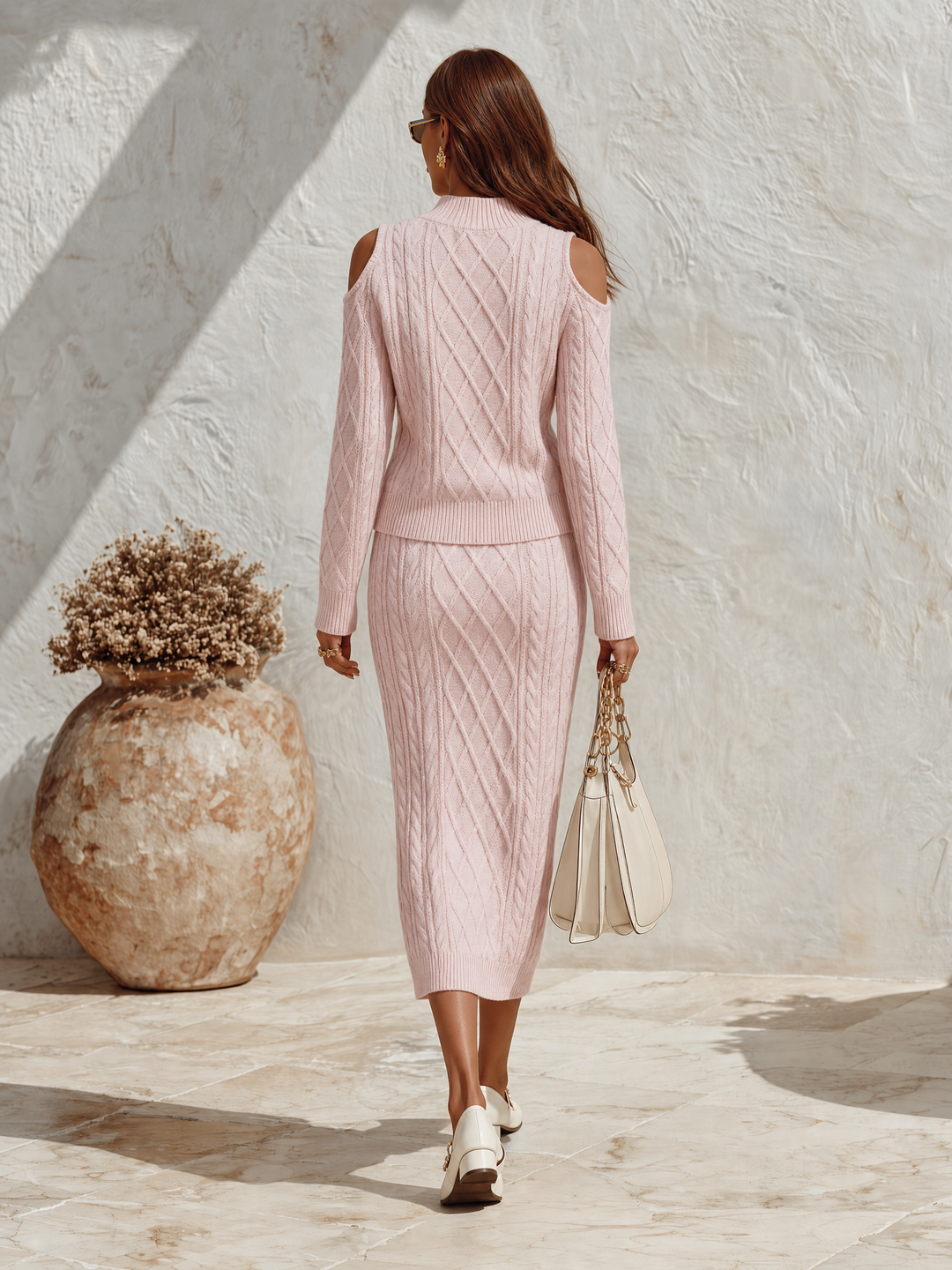 Mireva - Turtleneck Knit Skirt Set