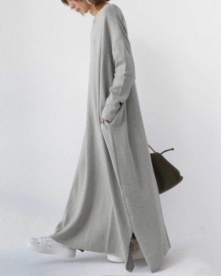 Novira - Deep V-Neck Knit Maxi Dress