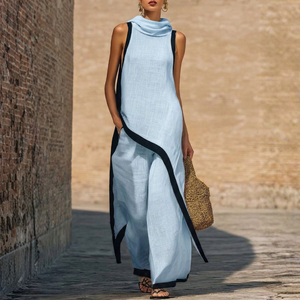 Avylen - Asymmetric Cut Linen-Cotton Set