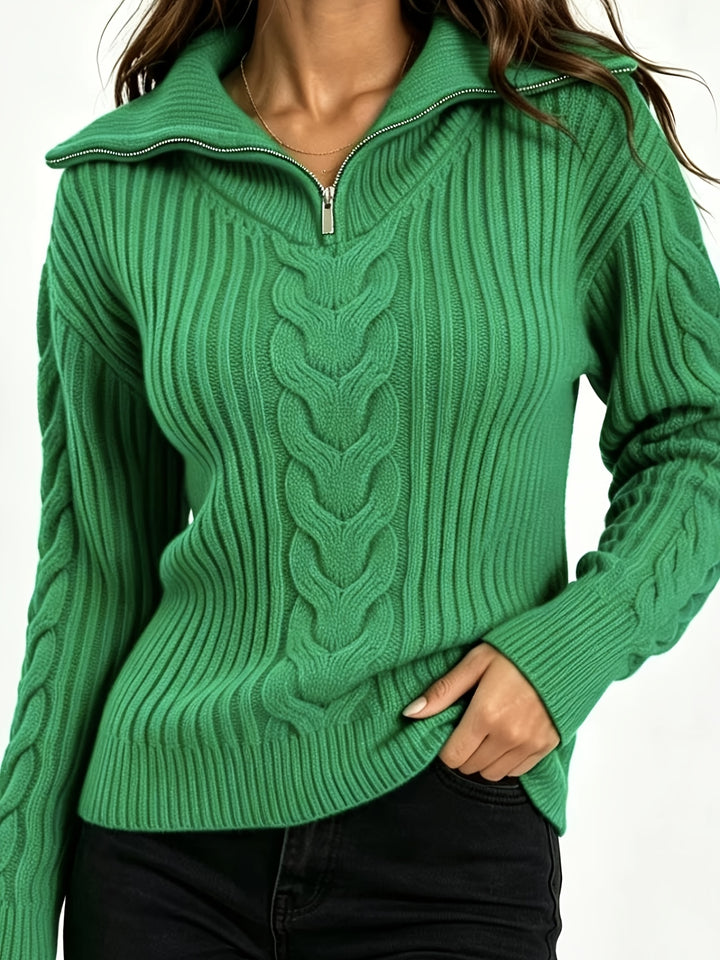Nivara - Off-Shoulder Cable Knit Pullover Sweater